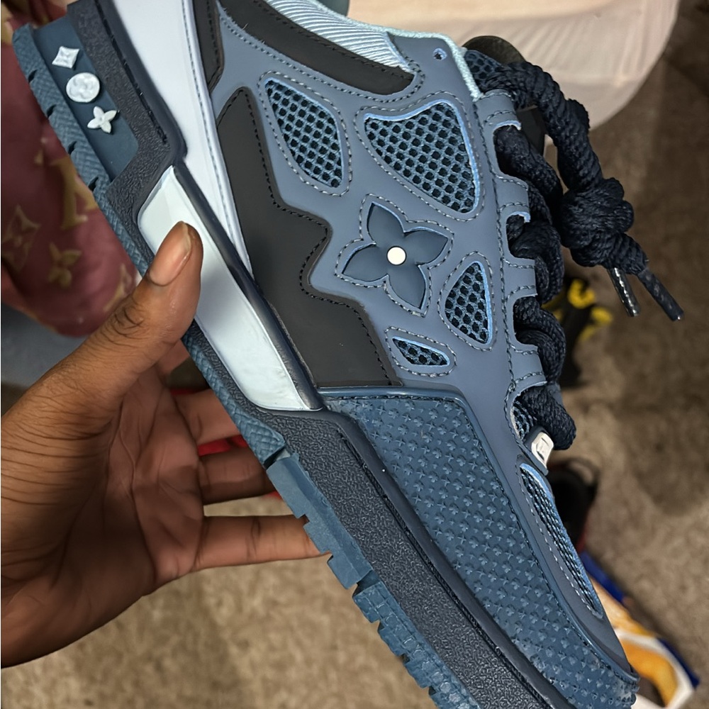 Louis Vuitton Blue and Black Sneakers with Mesh Design